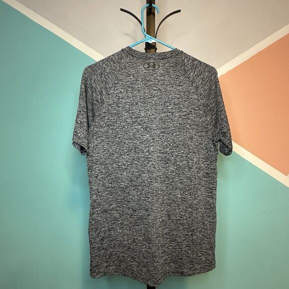 Under Armour Heatgear The Tech Tee Shirt Size SmallMens Short Sleeve Raglan Gray - Picture 2 of 4
